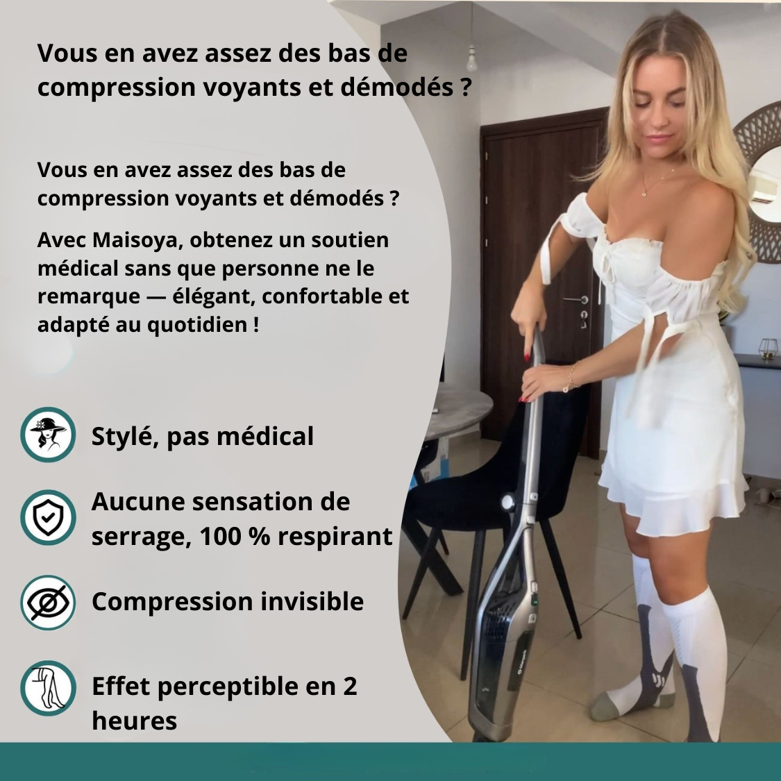 Maisoya - Chaussettes de contention pour jambes lourdes & douloureuses