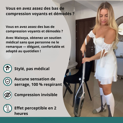 Maisoya - Chaussettes de contention pour jambes lourdes & douloureuses