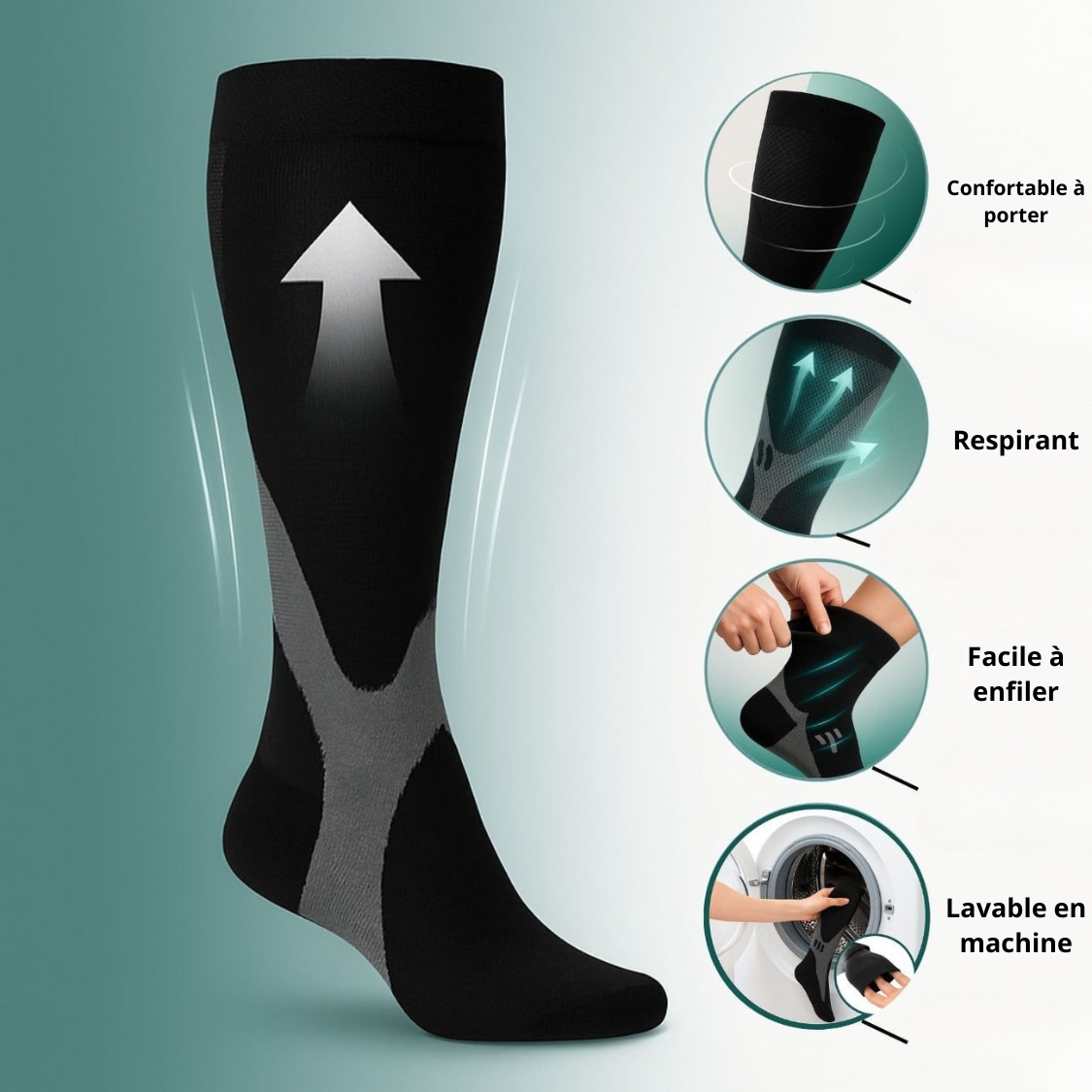 Maisoya - Chaussettes de contention pour jambes lourdes & douloureuses