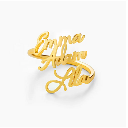 Bague Prénoms Multiples - Cadeau parfait à offrir